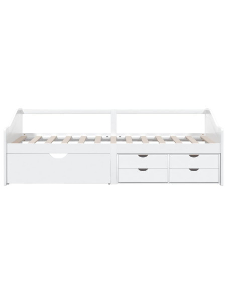 Divano Letto 3 Posti con Cassetti Bianco Pino Massello 90x200cm