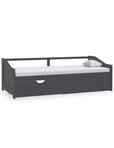 Divano Letto 3 Posti con Cassetti Grigio Pino Massello 90x200cm