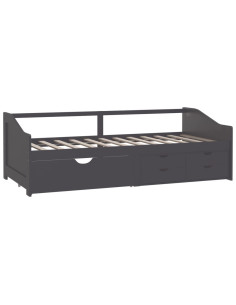 Divano Letto 3 Posti con Cassetti Grigio Pino Massello 90x200cm 2
