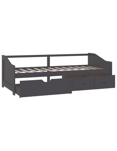 Divano Letto 3 Posti con Cassetti Grigio Pino Massello 90x200cm