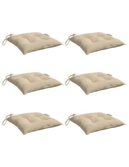 Cuscini per Sedia 6 pz Beige 40x40x7 cm in Tessuto Oxford