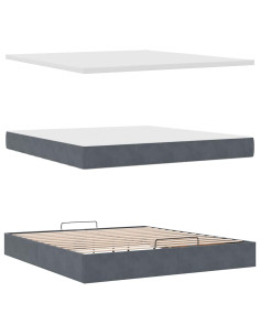 Struttura Letto Pouf con Materasso 160x200 cm in Velluto 2