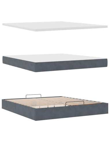 Struttura Letto Pouf con Materasso 160x200 cm in Velluto