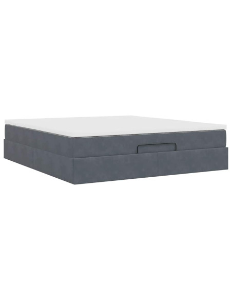 Struttura Letto Pouf con Materasso 160x200 cm in Velluto