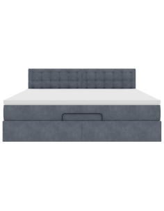 Struttura Letto Pouf con Materasso 160x200 cm in Velluto 2