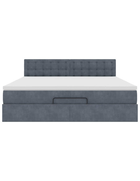 Struttura Letto Pouf con Materasso 160x200 cm in Velluto