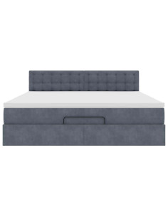 Struttura Letto Pouf con Materasso 160x200 cm in Velluto