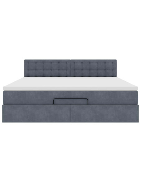 Struttura Letto Pouf con Materasso 160x200 cm in Velluto