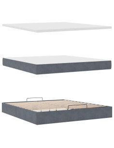 Struttura Letto Pouf con Materasso 160x200 cm in Velluto 2