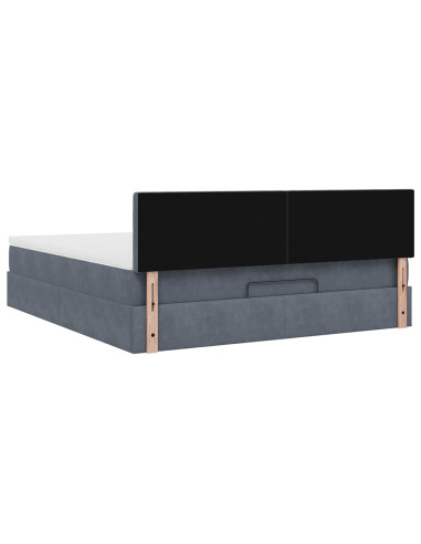 Struttura Letto Pouf con Materasso 160x200 cm in Velluto