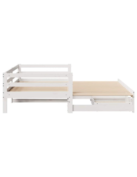 Dormeuse con Cassetti Bianco 90x200 cm Legno Massello di Pino
