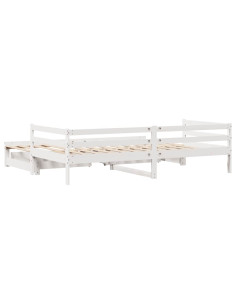 Dormeuse con Cassetti Bianco 90x200 cm Legno Massello di Pino 2
