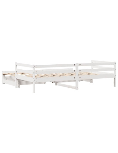 Dormeuse con Cassetti Bianco 90x200 cm Legno Massello di Pino