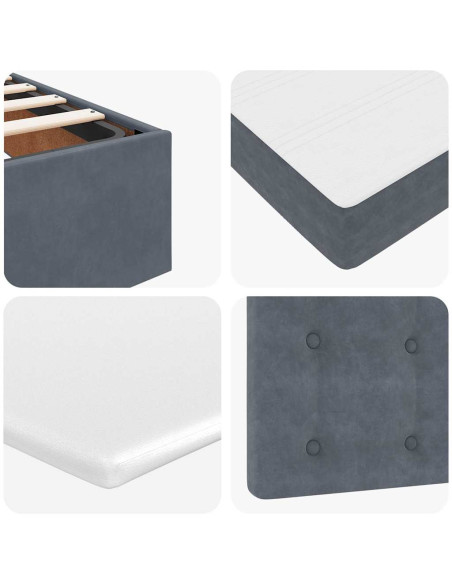 Struttura Letto Pouf con Materassi 160x200 cm in Velluto