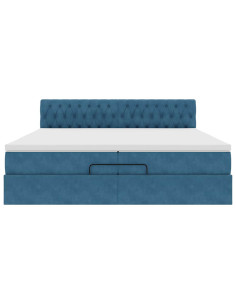 Struttura Letto Pouf con Materasso 200x200 cm in Velluto