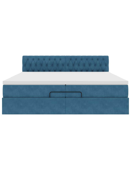 Struttura Letto Pouf con Materasso 200x200 cm in Velluto