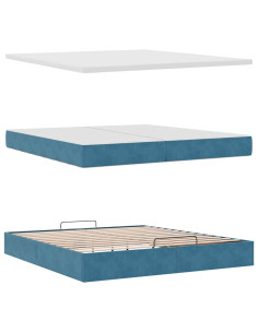 Struttura Letto Pouf con Materasso 200x200 cm in Velluto 2