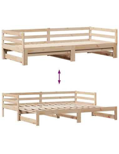 Dormeuse con Cassetti 90x200 cm Legno Massello Pino