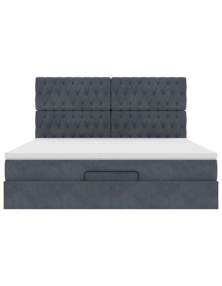 Struttura Letto Pouf con Materassi 160x200 cm in Velluto