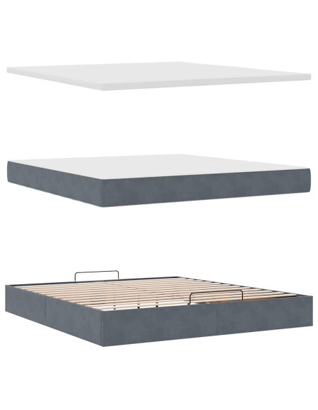Struttura Letto Pouf con Materassi 160x200 cm in Velluto