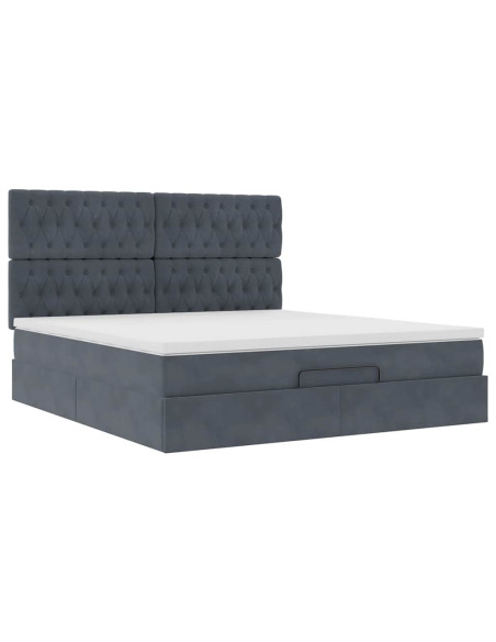 Struttura Letto Pouf con Materassi 160x200 cm in Velluto