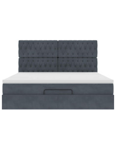 Struttura Letto Pouf con Materassi 160x200 cm in Velluto 2