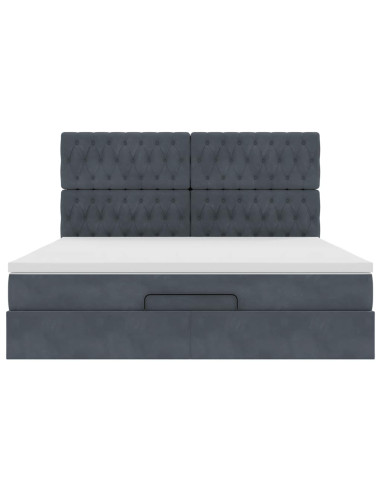 Struttura Letto Pouf con Materassi 160x200 cm in Velluto