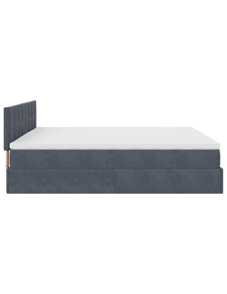 Struttura Letto Pouf con Materasso 160x200 cm in Velluto