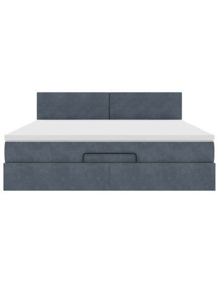 Struttura Letto Pouf con Materasso 160x200 cm in Velluto