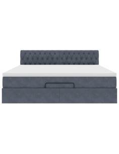 Struttura Letto Pouf con Materasso 160x200 cm in Velluto