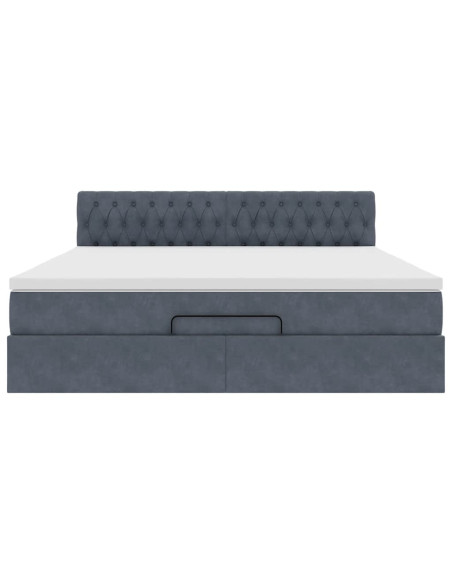 Struttura Letto Pouf con Materasso 160x200 cm in Velluto