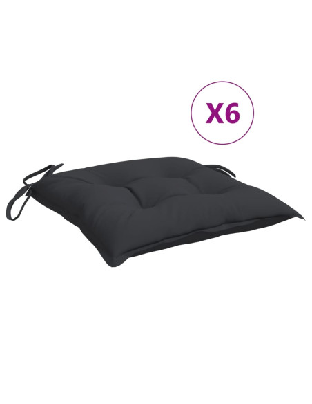 Cuscini per Sedia 6 pz Neri 50x50x7 cm in Tessuto Oxford