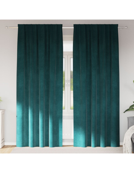 Tende Blackout  con nastro superiore 2 pezzi Verde scuro in velluto
