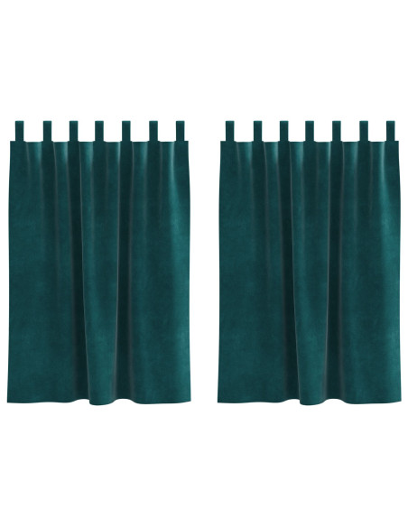 Tende Blackout  con anelli di sospensione 2 pcs Verde scuro in velluto