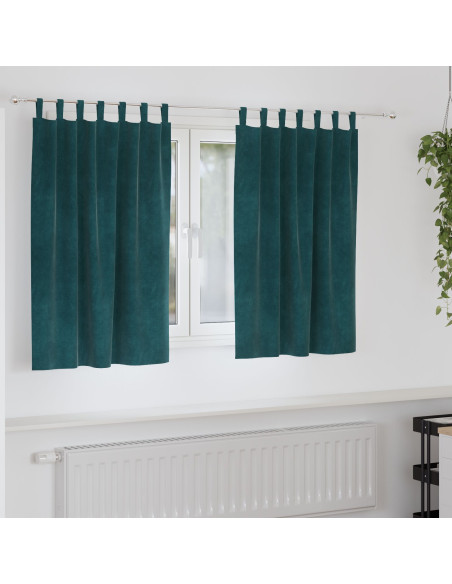 Tende Blackout  con anelli di sospensione 2 pcs Verde scuro in velluto