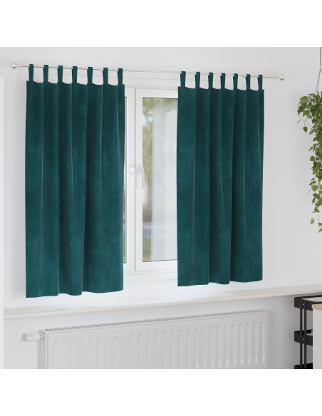 Tende Blackout  con anelli di sospensione 2 pezzi Verde scuro in velluto