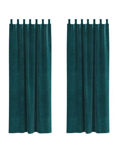 Tende oscuranti  con anelli da appendere 2 pz Verde scuro in velluto