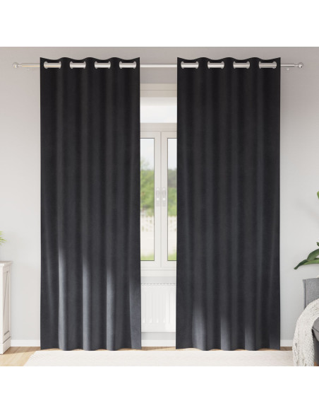 Tende oscuranti  con occhielli 2 pz Grigio scuro in velluto
