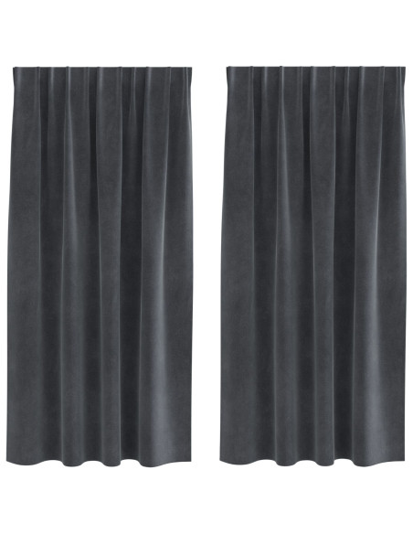 Tende oscuranti  con nastro superiore 2 pz Grigio chiaro in velluto