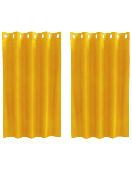 Tende oscuranti  con occhielli 2 pezzi Giallo senape Velluto