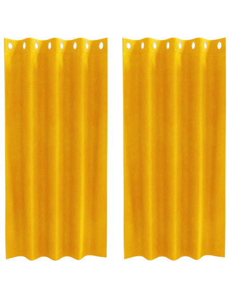 Tende Blackout con occhielli 2 pz Giallo Senape Velluto