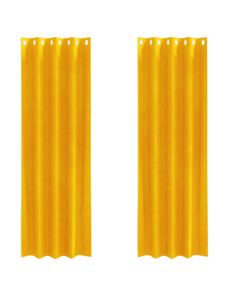 Tende Blackout  con occhielli 2 pezzi Giallo Senape Velluto