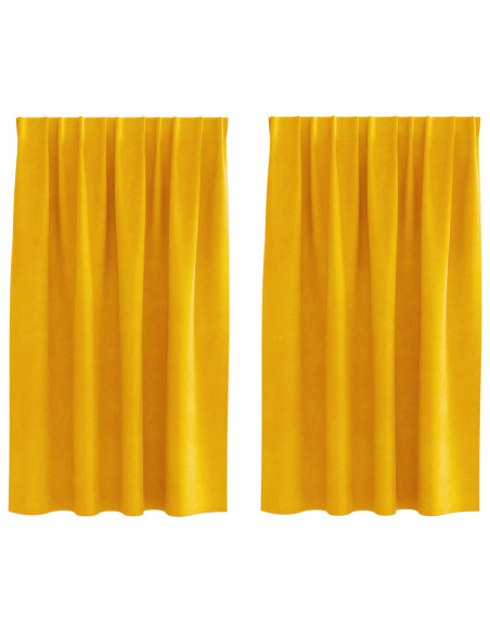 Tende Blackout  con nastro superiore 2 pezzi Giallo Senape Velluto