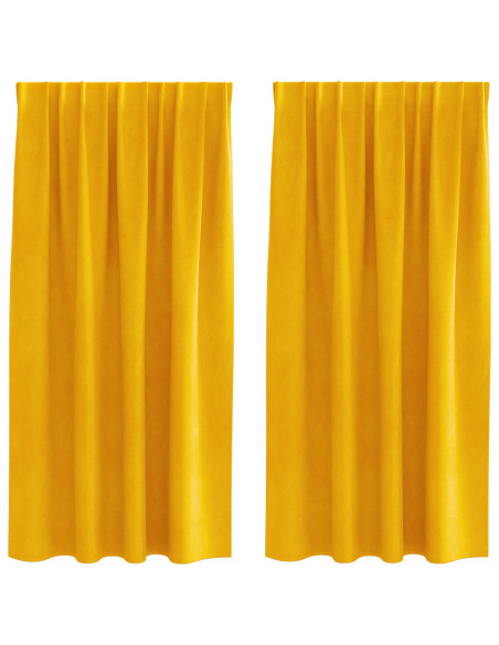 Tende Blackout  con nastro superiore 2 pz Giallo Senape Velluto