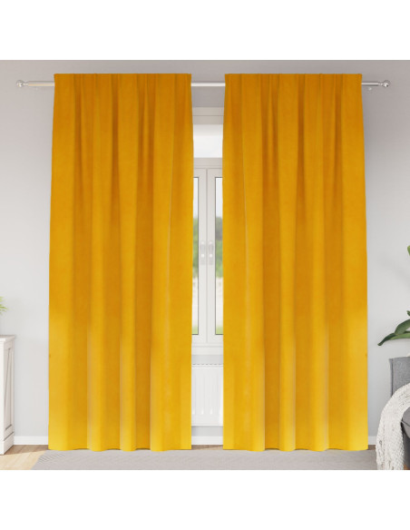 Tende Blackout  con nastro superiore 2 pezzi Giallo Senape in Velluto