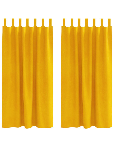 Tende oscuranti  con anelli da appendere 2 pezzi giallo senape in velluto