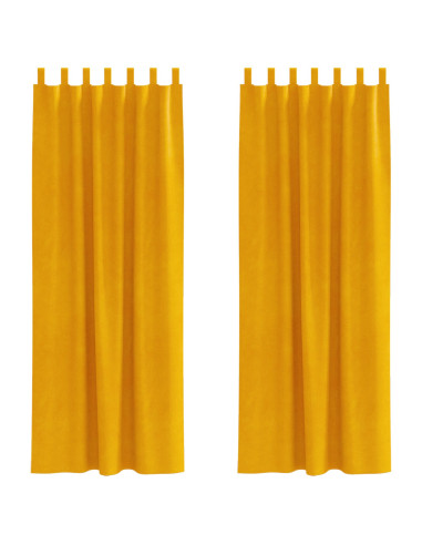 Tende oscuranti 2 pcs Giallo senape 140 x 245 cm Velluto