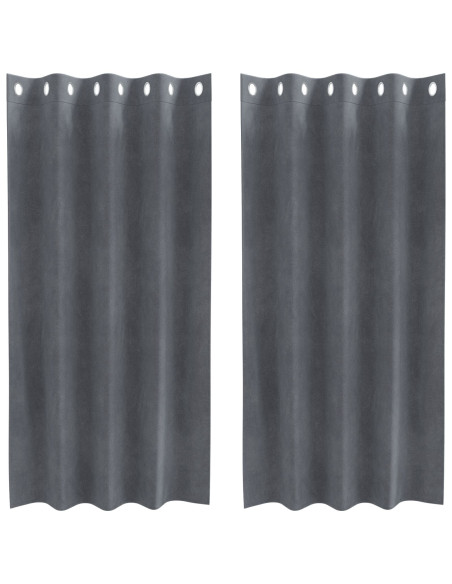 Tende oscuranti  con occhielli 2 pezzi in velluto grigio chiaro super