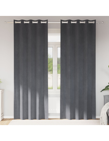 Tende oscuranti  con occhielli 2 pz in velluto grigio chiaro super