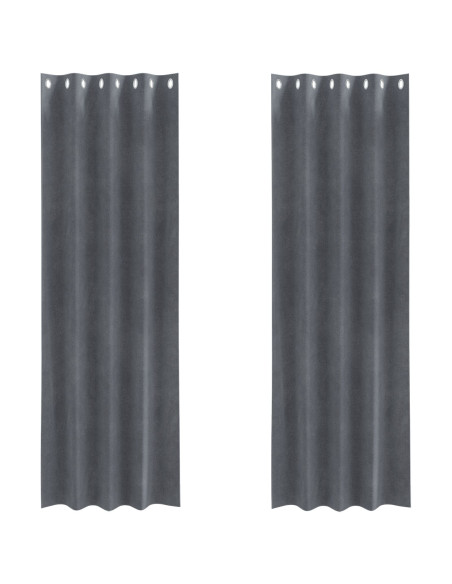 Tende Blackout  con occhielli 2 pezzi in velluto grigio super chiaro